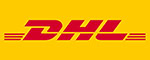 DHL logo on a yellow background.
