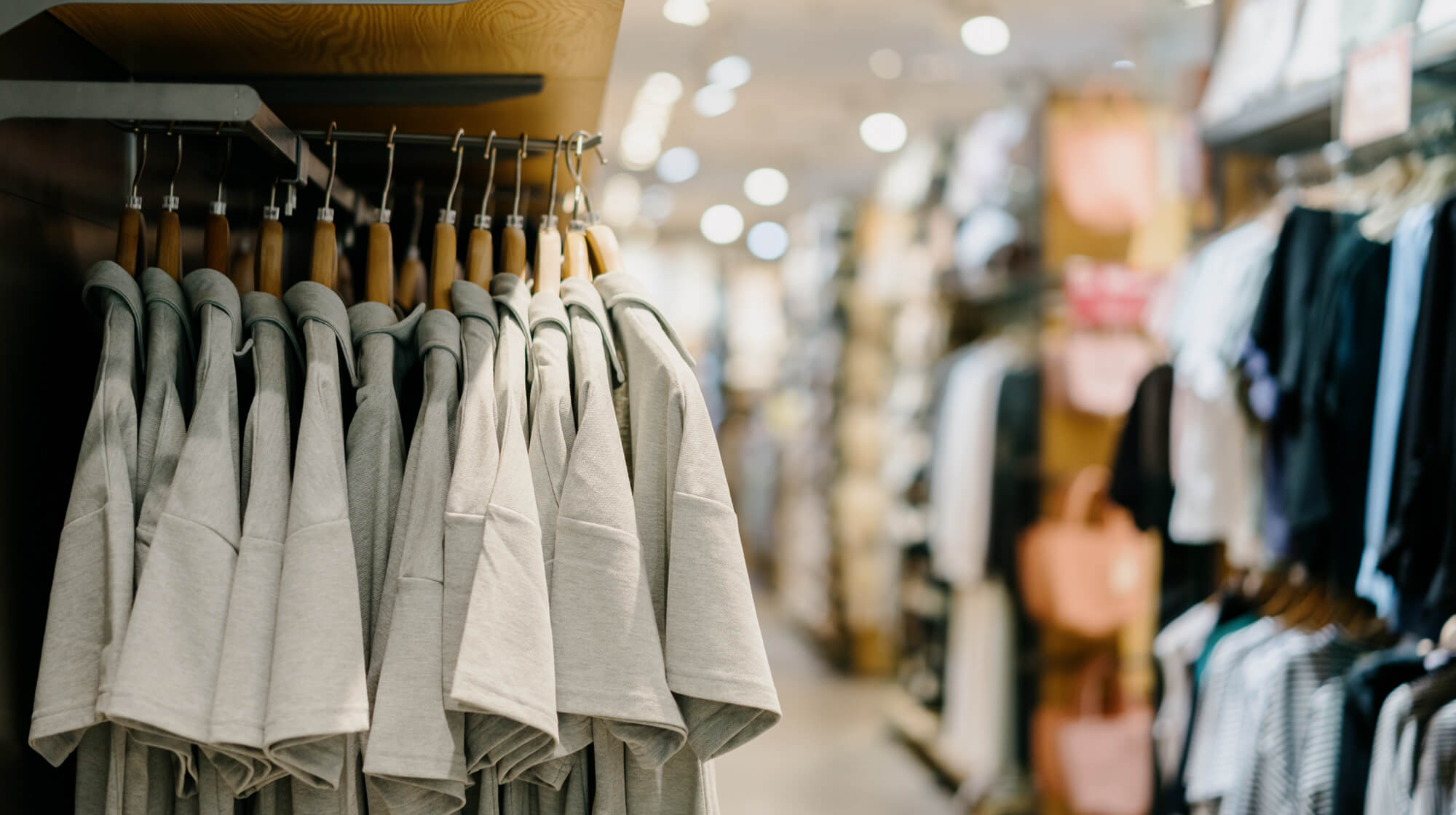American Eagle Outfitters racking full of merchandise on display.