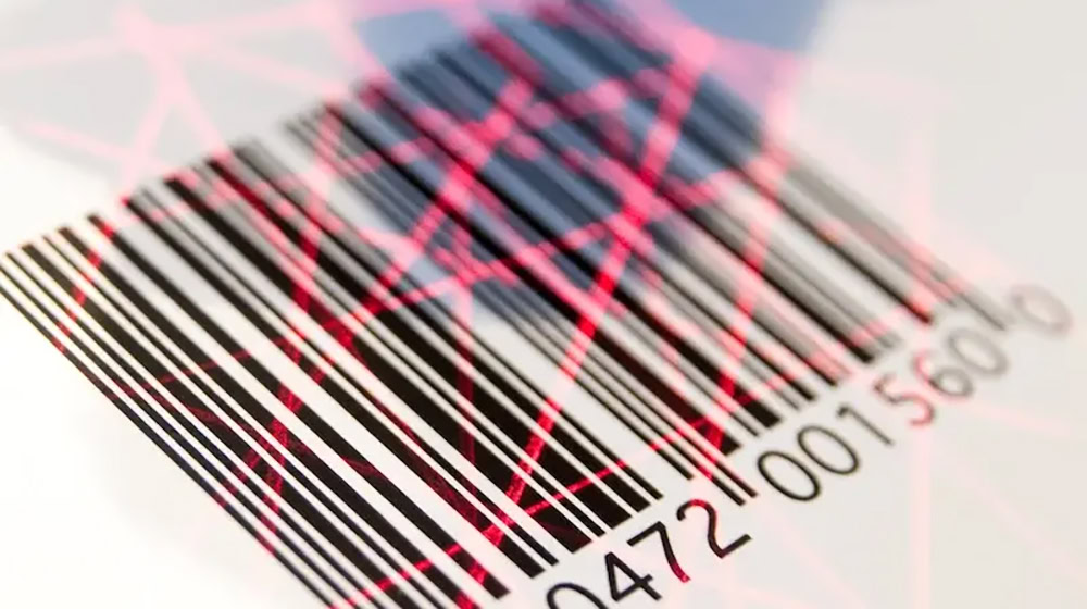 UPC barcode being scanned.