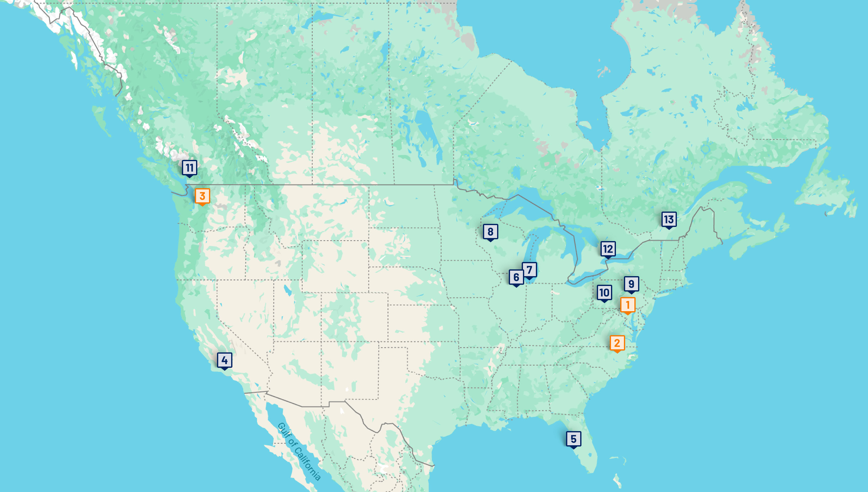 DecisionPoint Locations Map showing numbered boxes for each location.