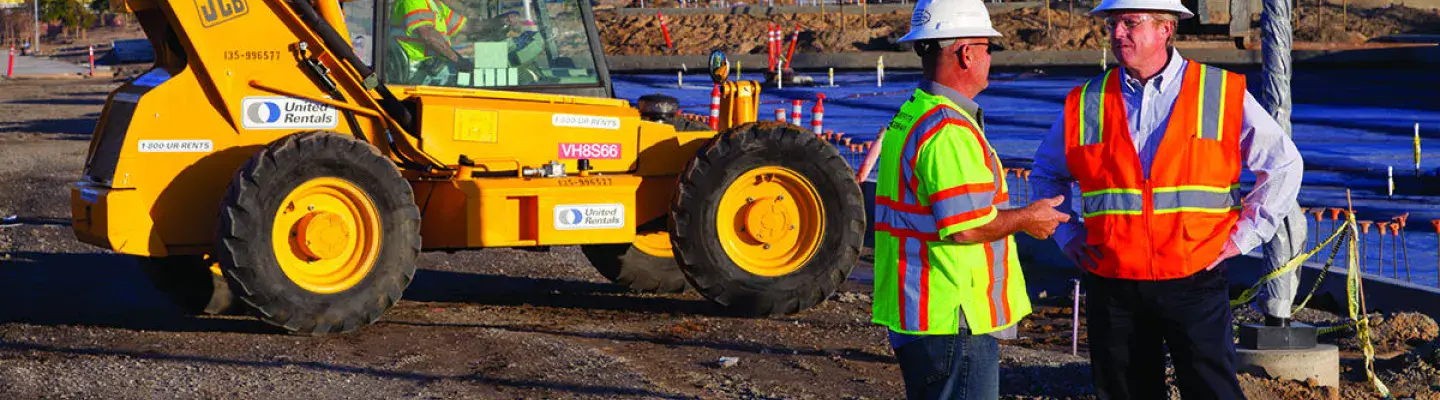 United Rentals equipment supporting digital delivery operations at a construction site